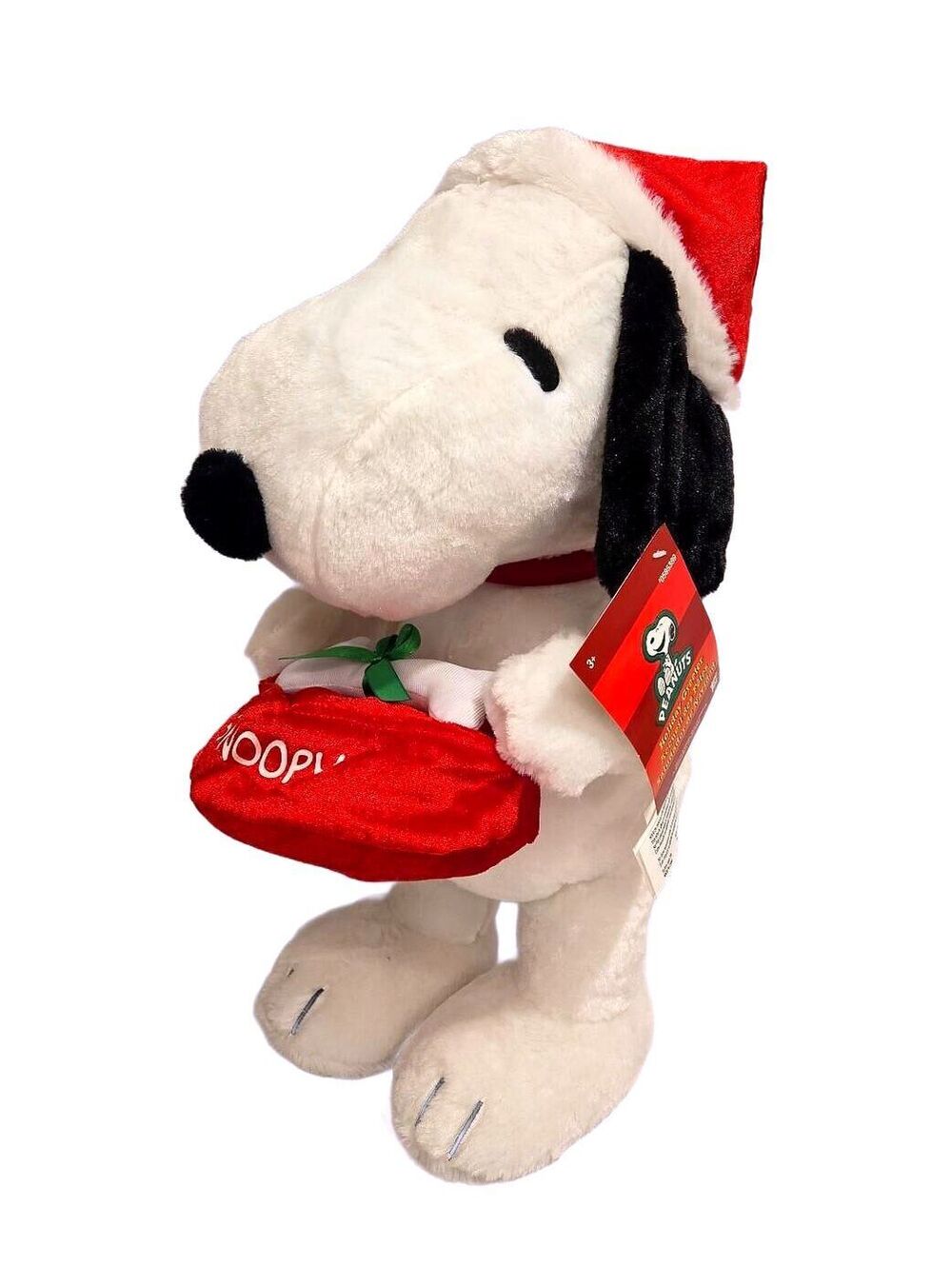 NWT Peanuts Snoopy Christmas Greeter Plush 20"Santa Hat Stocking Gemmy 2014